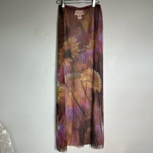 Roberto Cavalli SS 1999 mesh daisy print full length skirt